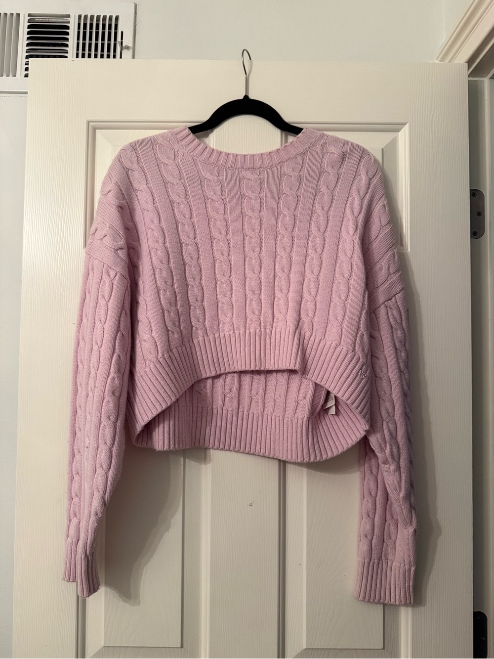 Sunday Best Cropped Cable-Knit Sweater - Pale Pink